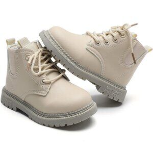 Cream Beige Toddler Boys & Girls Lace Up Casual Outdoor Hiking Ankle Boots, NWOT